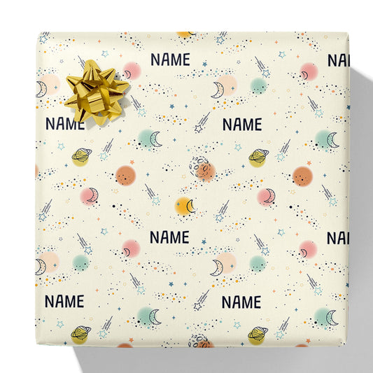 Simplistic Space Name Gift Wrap