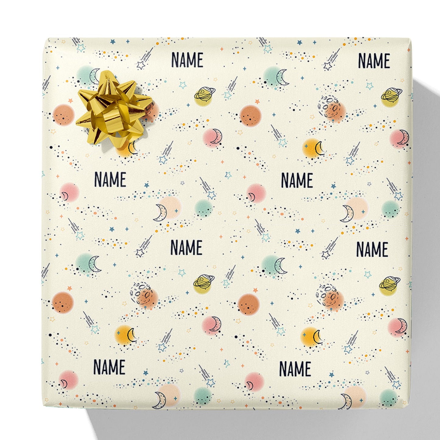 Simplistic Space Name Gift Wrap