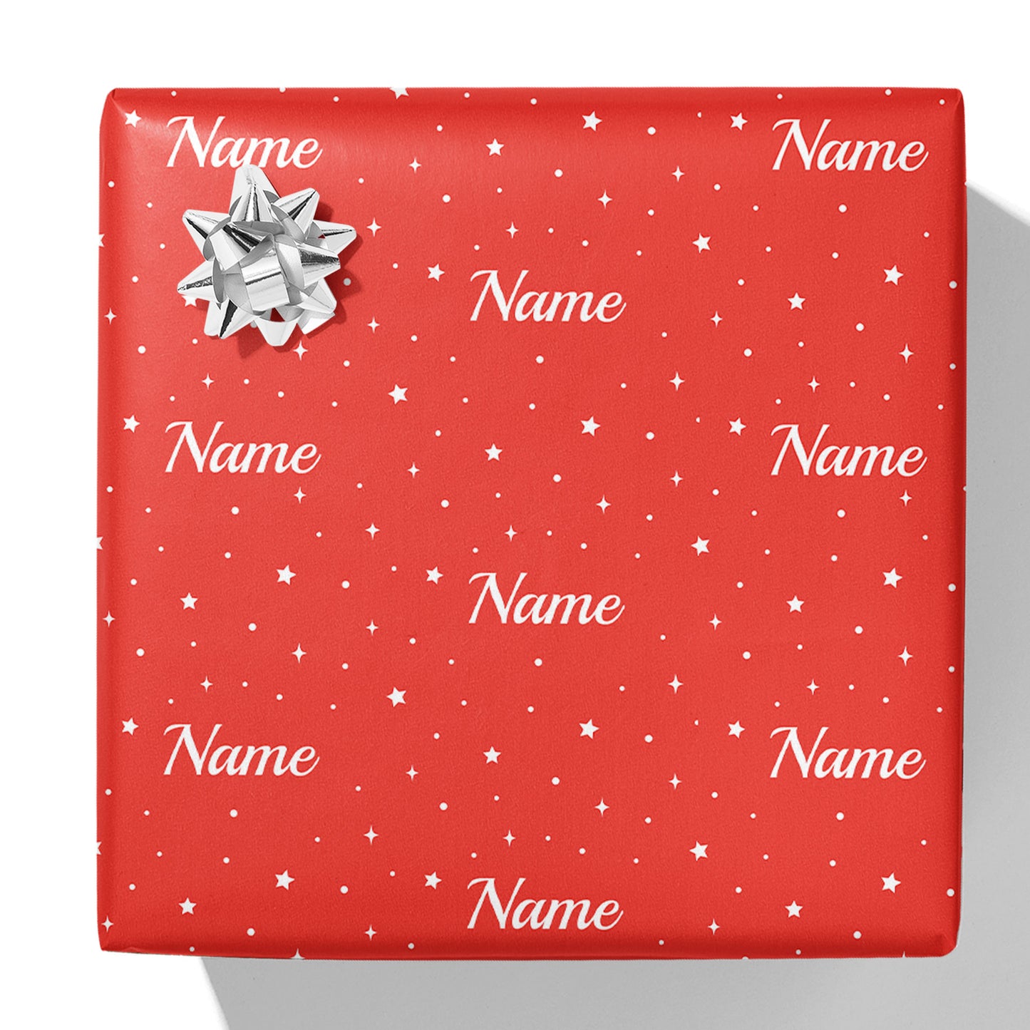 Geschenkpapier mit Namen und Sternen