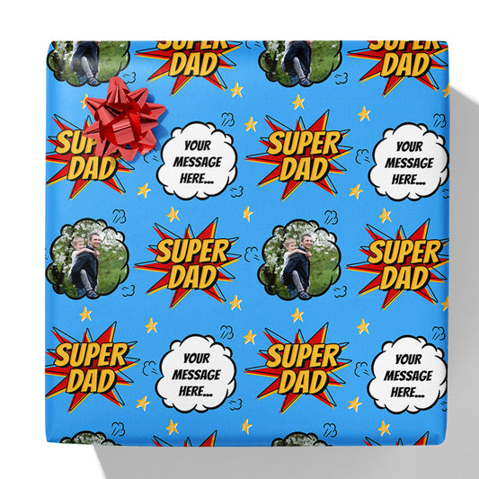 Super Dad Message and Photo Gift Wrap