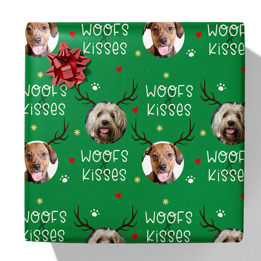Woofs and Kisses Christmas Photo Gift Wrap